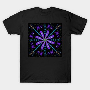 Purple flower on black T-Shirt